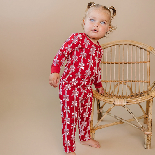 Red Bows Two Piece - Lucky Panda Kids