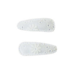 White Floral 2 Pack Hair Clips - Kendi