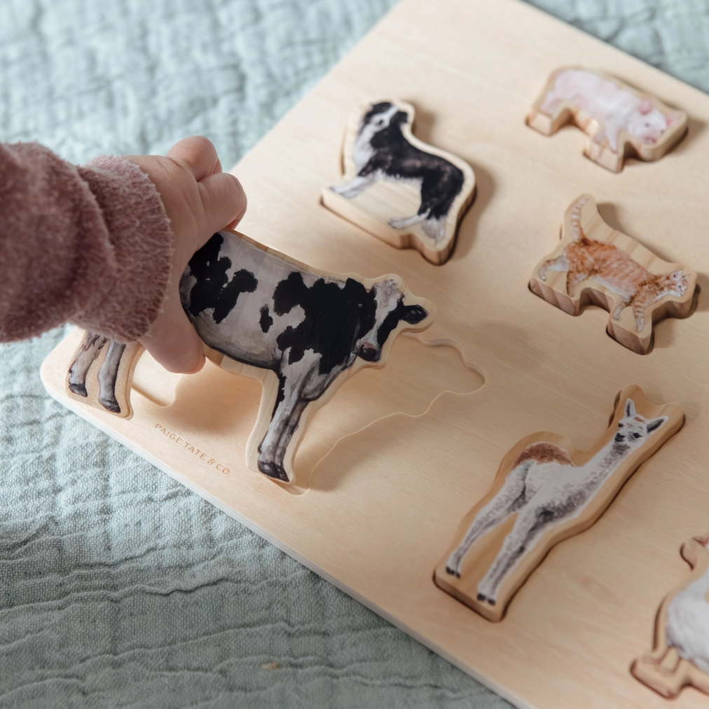 Farm Animals Chunky Wooden Puzzle - Paige Tate