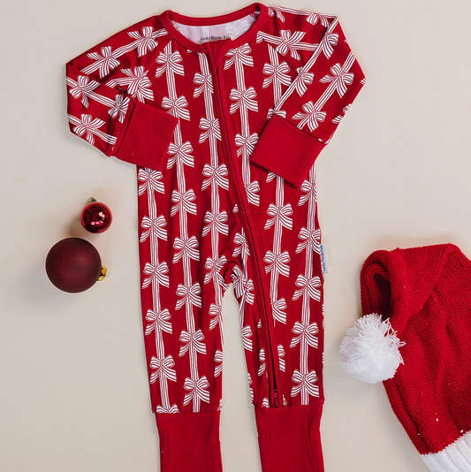 Red Bows Romper - Lucky Panda Kids