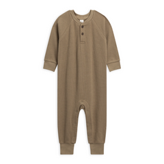 Spruce Crosby Waffle Knit Henley Romper - Colored Organics