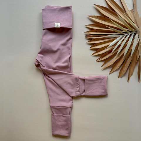 Dusty Pink Fold Over Bamboo Leggings - Tenth & Pine