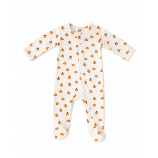 Pumpkin Pointelle Footie - SIIX Collection