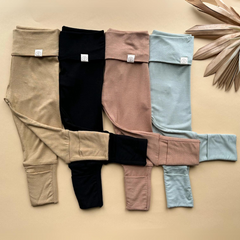 Clay Fold Over Bamboo Leggings - Tenth & Pine