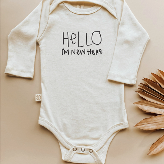 Hello I'm New Here Long Sleeve Bodysuit - Tenth & Pine
