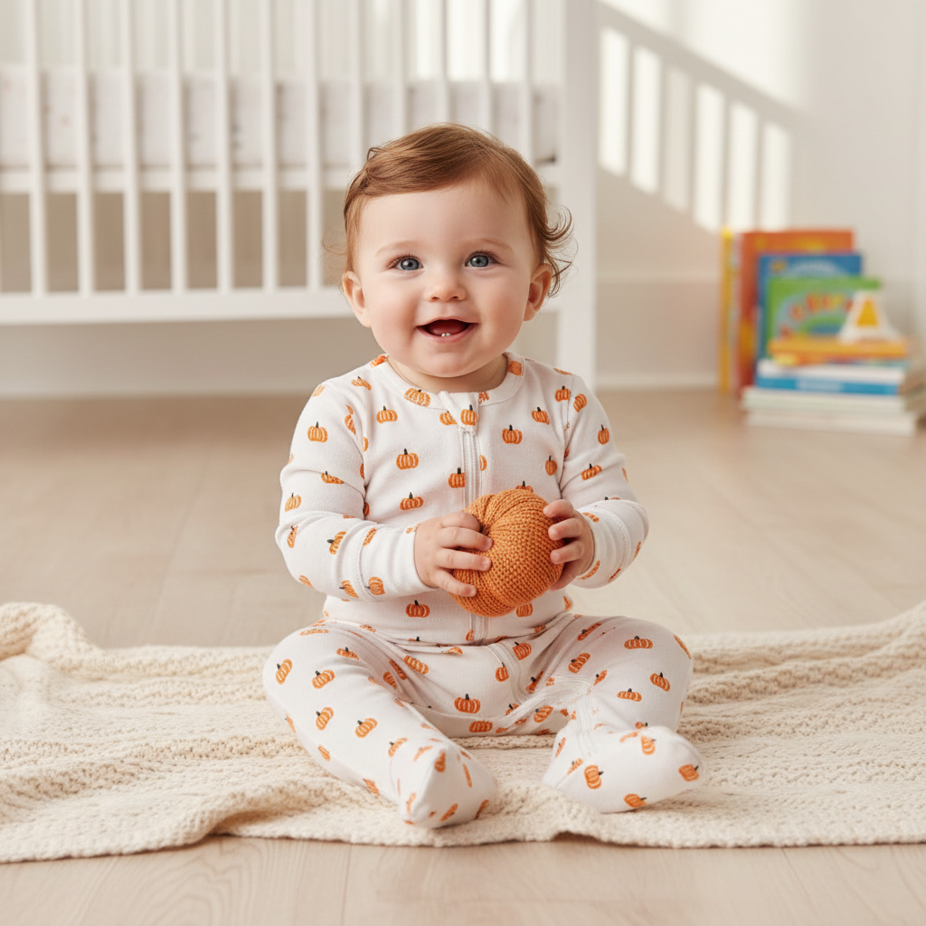 Pumpkin Pointelle Footie - SIIX Collection