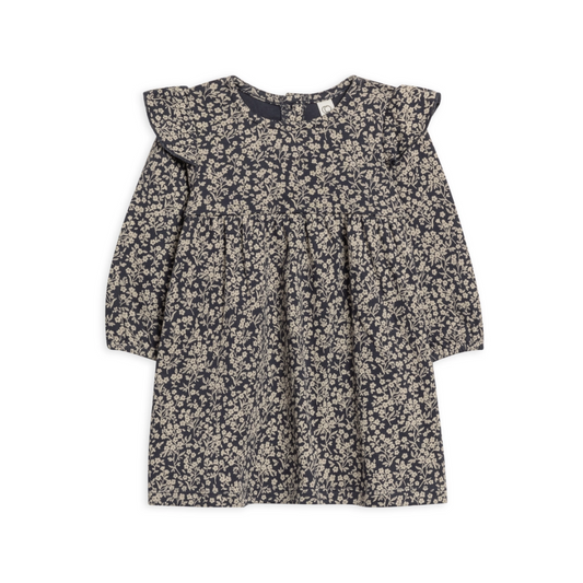 Navy Chicory Floral Mika Ruffle Dress - Colored Organics