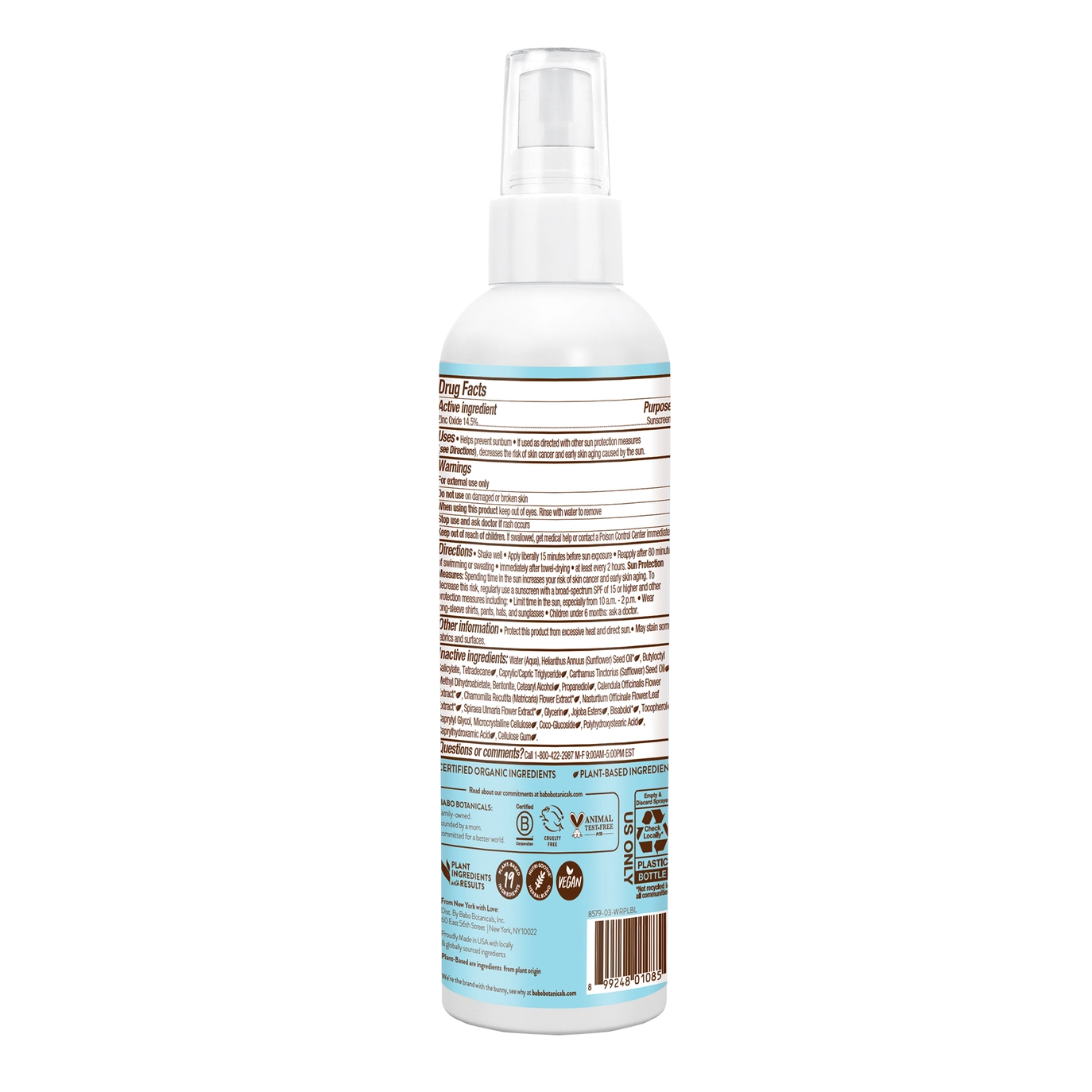 Sensitive Mineral Sunscreen Spray - Babo Botancials