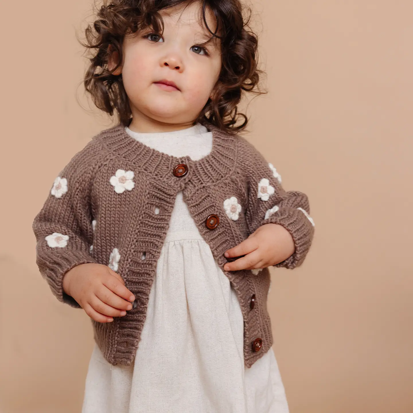 Tan Flower Cardigan - The Blueberry Hill