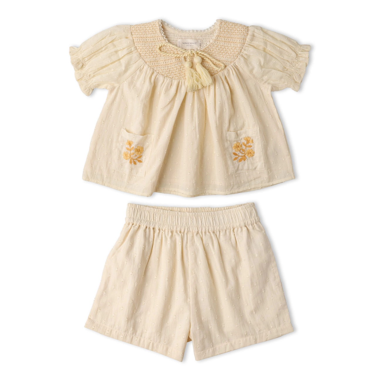 Butter Yellow Smocked Top & Short Set - Makemake Organics