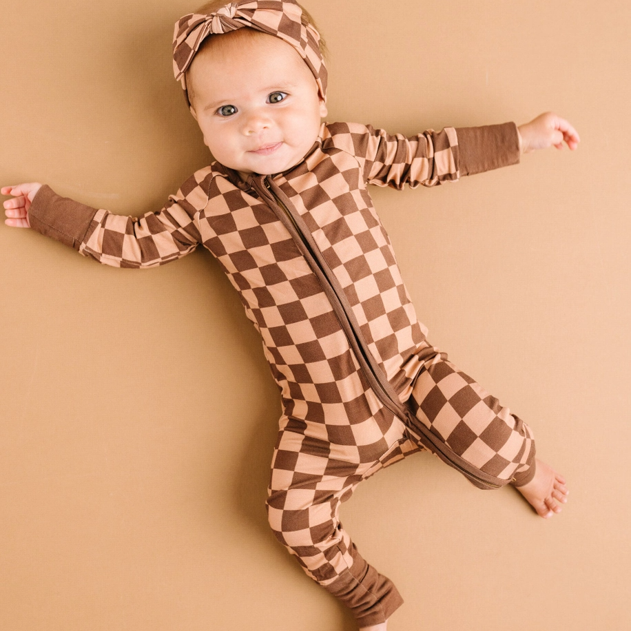 Espresso Checkered Bamboo Sleeper - Little One Shop