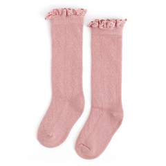 Blush Fancy Lace Top Knee High Socks - Little Stocking Co.