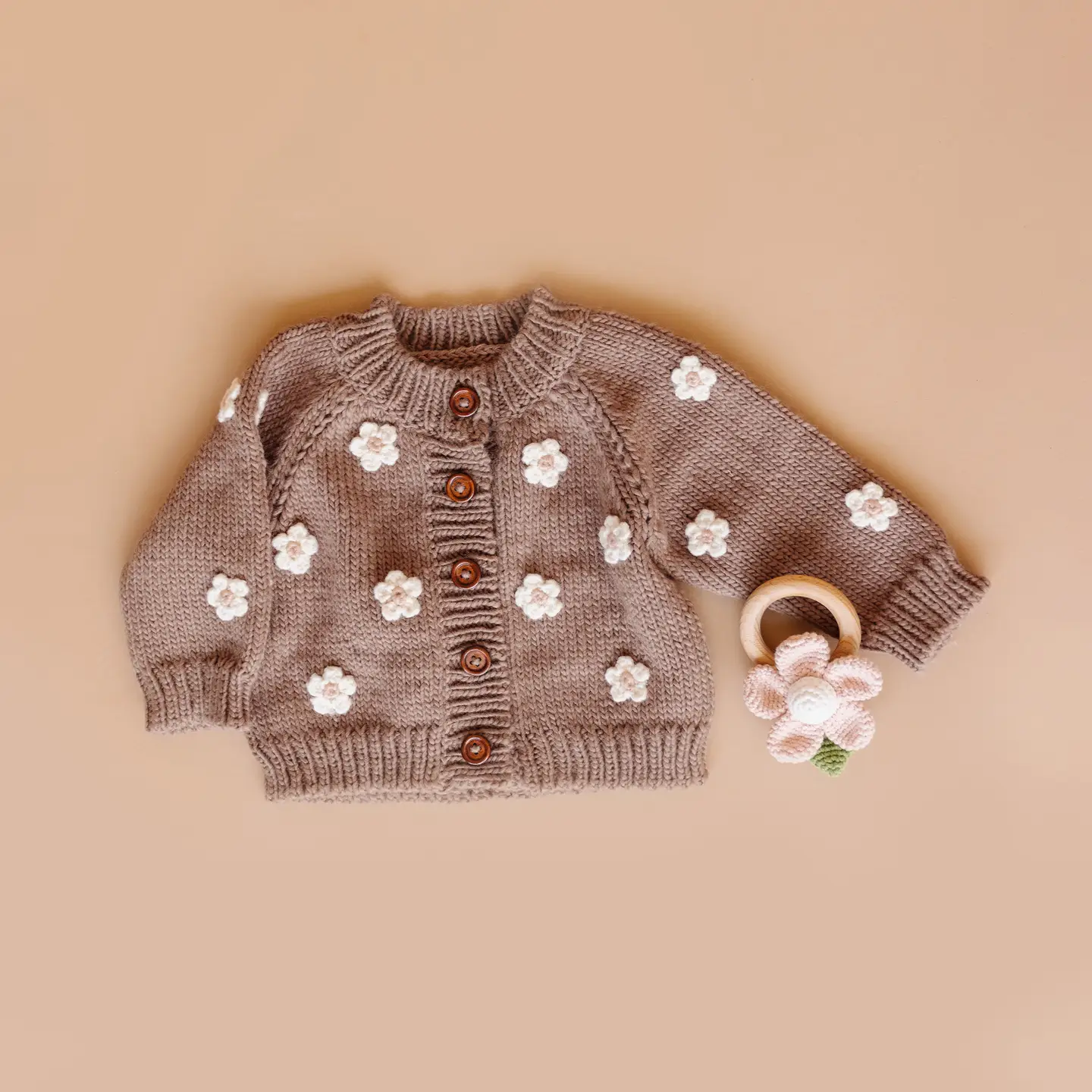 Tan Flower Cardigan - The Blueberry Hill