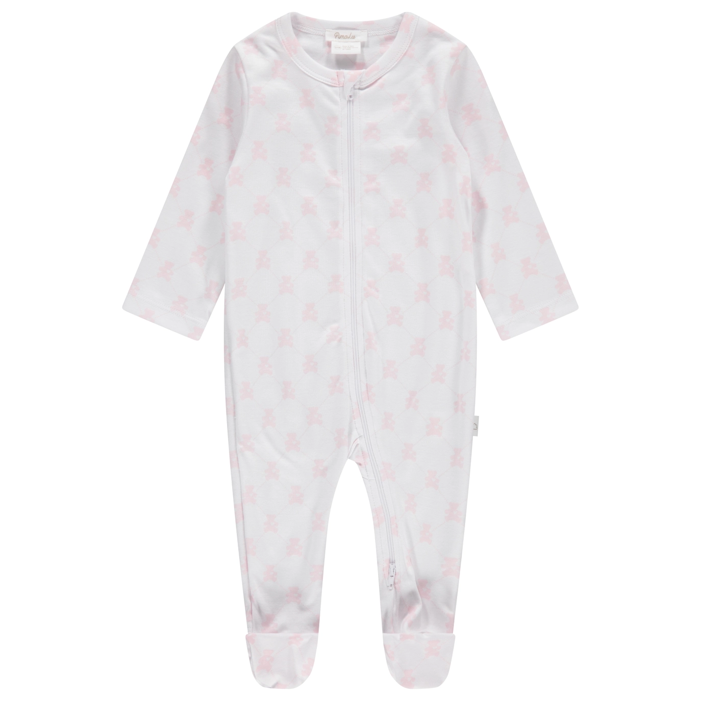 Pink Teddy Bear Zipper Footie - Pimalu