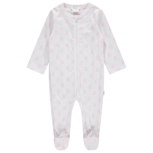 Pink Teddy Bear Zipper Footie - Pimalu