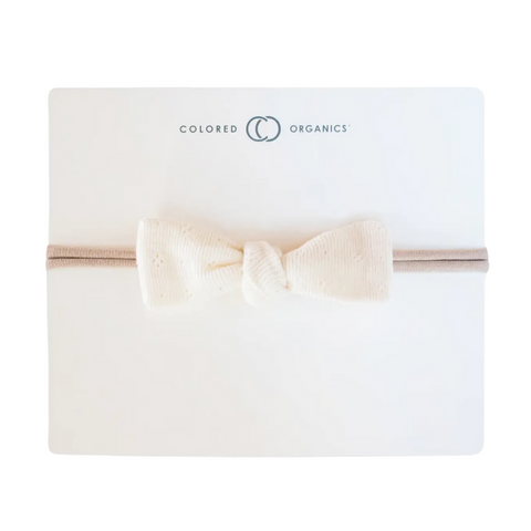 Ivory Pointelle Dainty Bow - Colored Organics