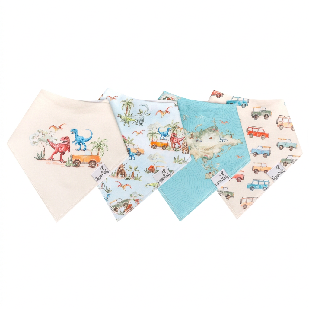 Dino Explorer Bandana Bibs - Copper Pearl