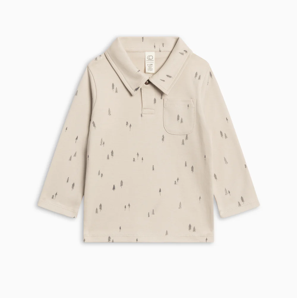 Trees Ervin Button Collared Top - Colored Organics