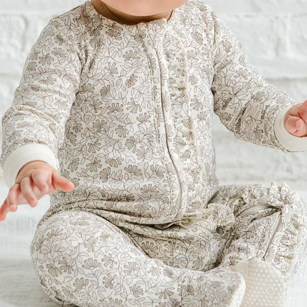 Laverne Floral Neve Ruffle Sleeper - Colored Organics