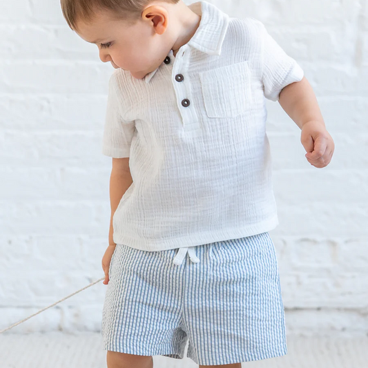 Sea Shore Stripe Nixie Seersucker Shorts - Kendi
