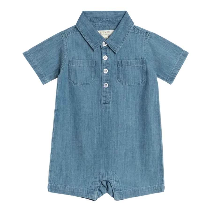 Ted Chambray Collared Romper - Kendi