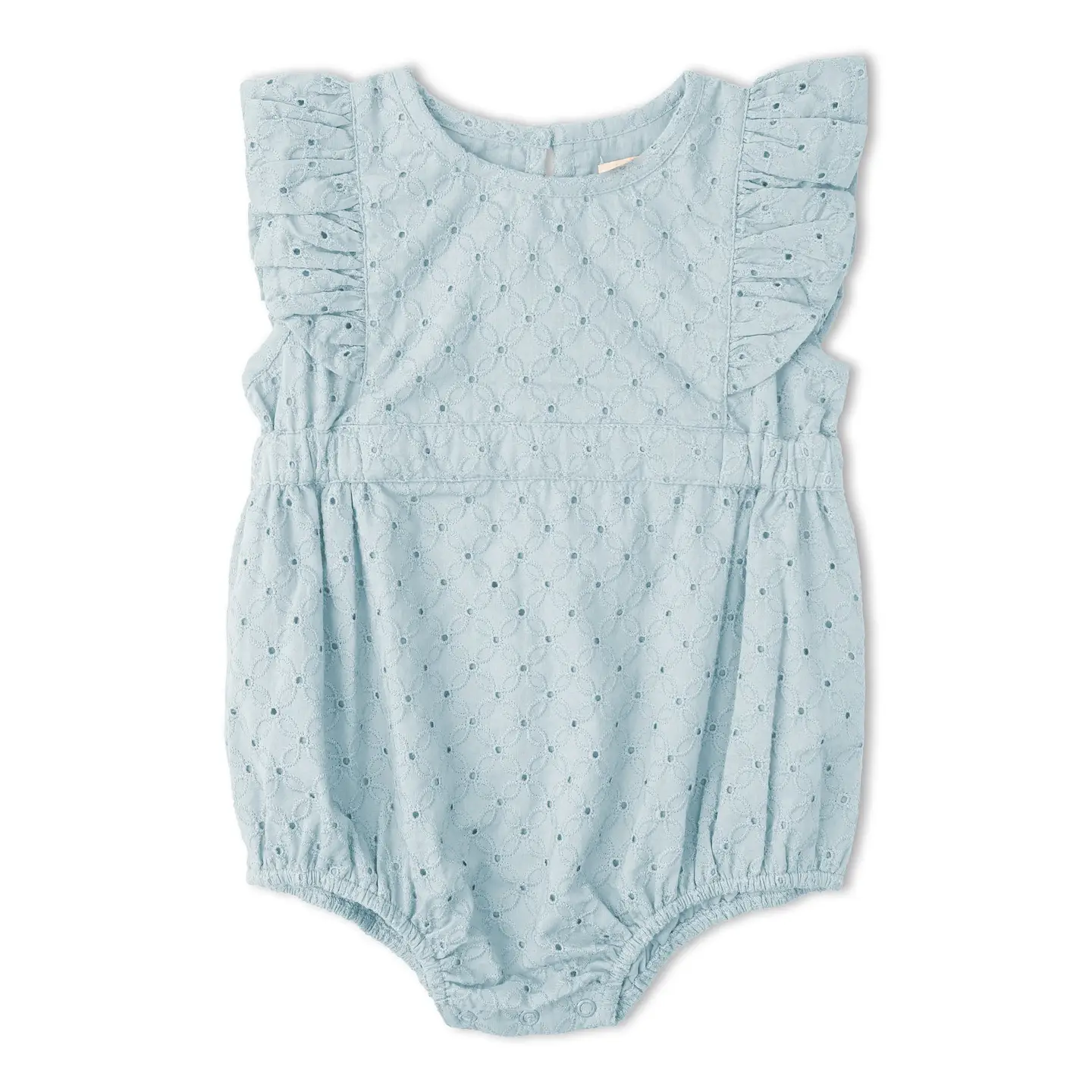 Light Blue Eyelet Flutter Romper - Makemake Organics