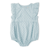 Light Blue Eyelet Flutter Romper - Makemake Organics