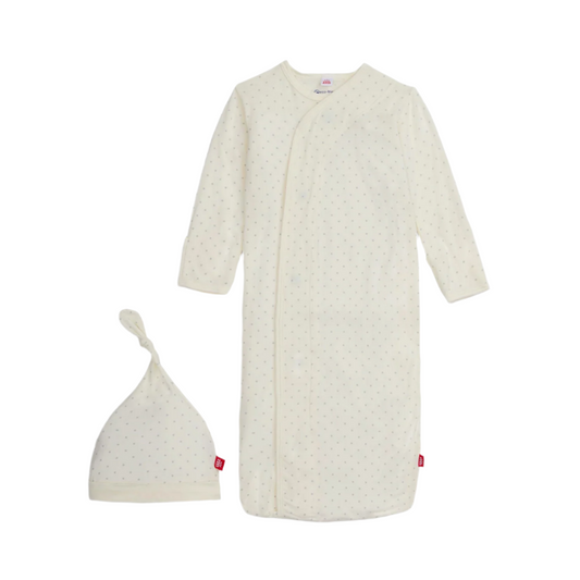 Pin Dot Cream Gown & Hat - Magnetic Me