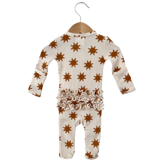 Sun Ruffle Waffle Romper - Spearmint