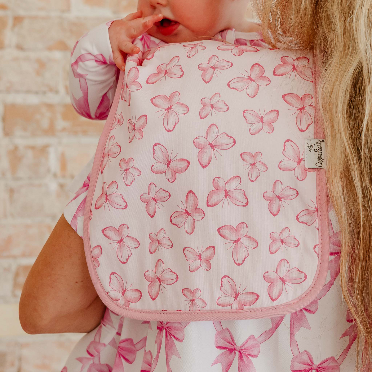 Bow My Gosh Burp Cloths - Copper Pearl