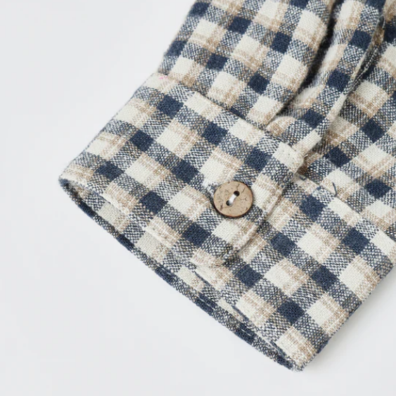 Navy Check Collared Long Sleeve - Rylee + Cru