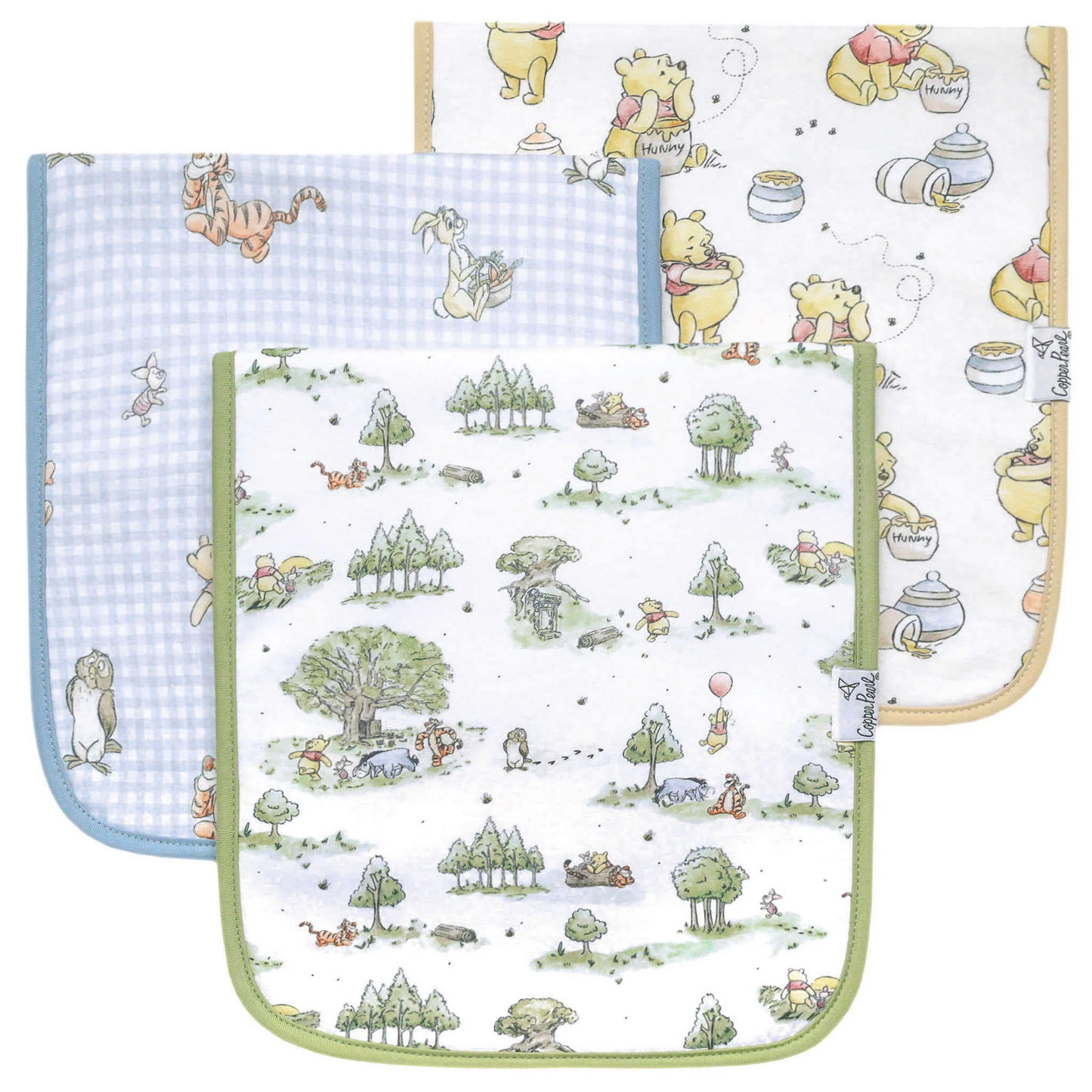 Hundred Acre Woods Burp Cloths (3 pack) - Copper Pearl