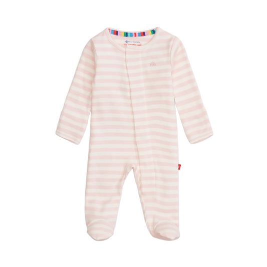 Pink Stripe Organic Cotton Footie - Magnetic Me