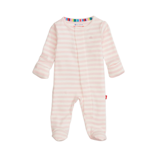 Pink Stripe Organic Cotton Footie - Magnetic Me