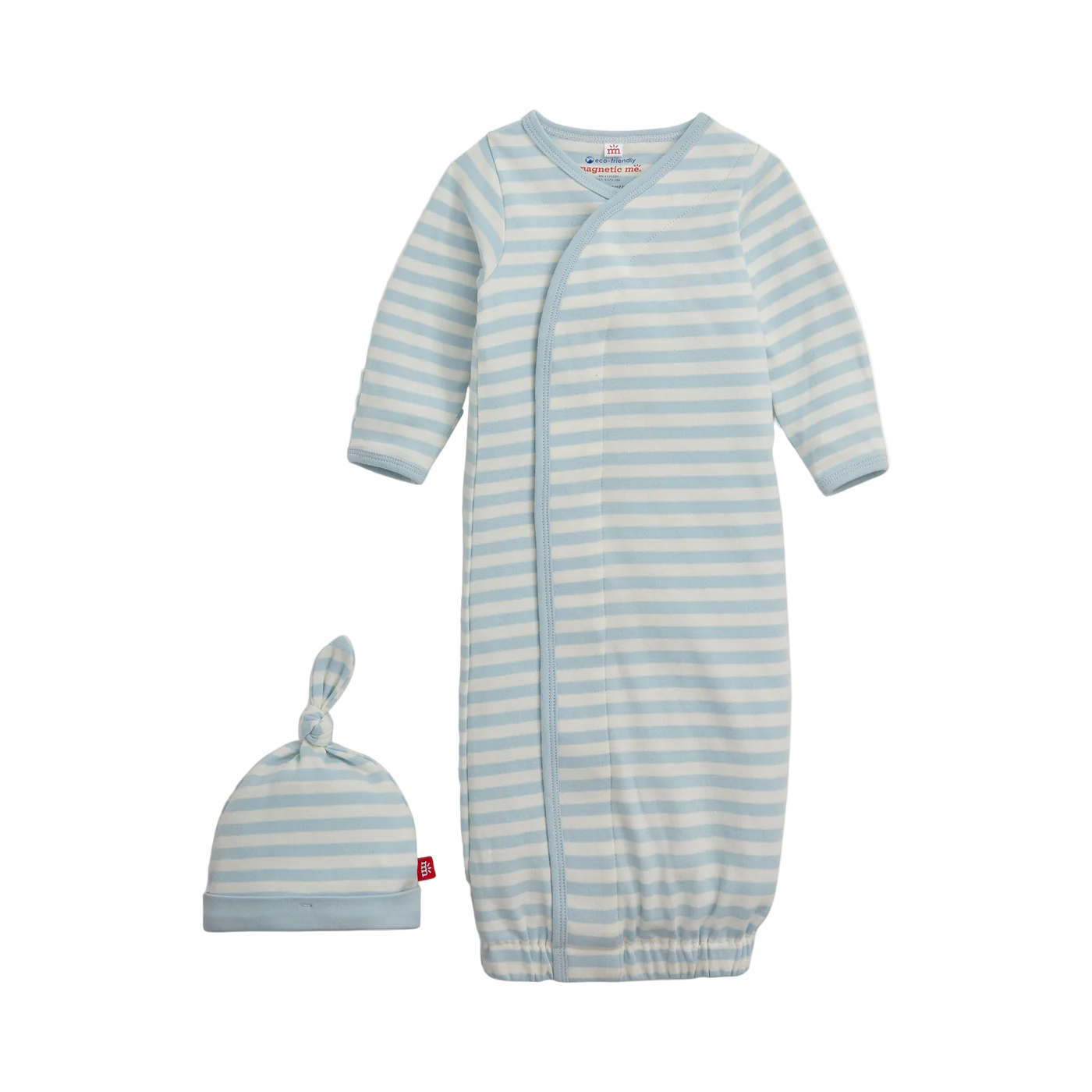 Blue Stripe Organic Cotton Gown & Hat - Magnetic Me
