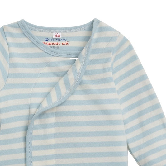 Blue Stripe Organic Cotton Gown & Hat - Magnetic Me