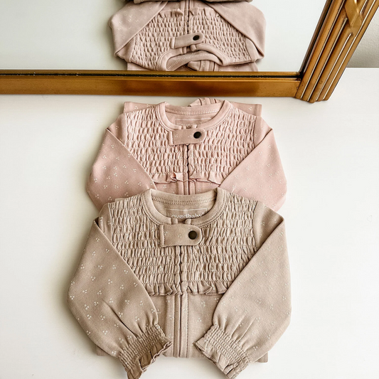 Rosewater Dots Smocked Footie - L'ovedbaby