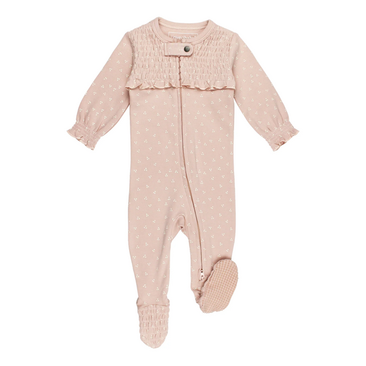 Rosewater Dots Smocked Footie - L'ovedbaby