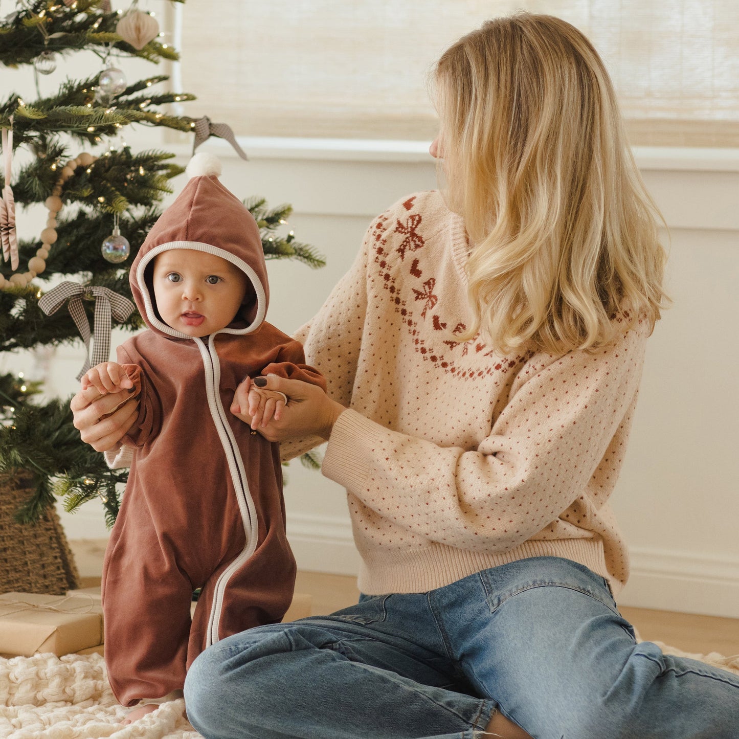 Cranberry Velour Zip Jumpsuit - Quincy Mae