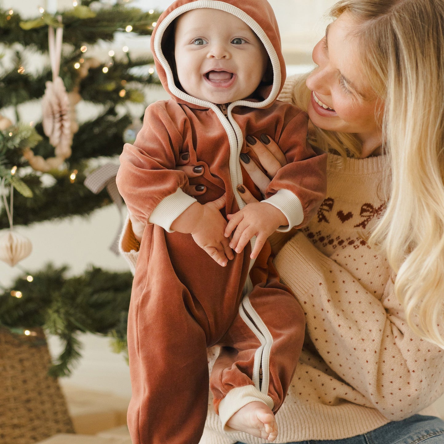 Cranberry Velour Zip Jumpsuit - Quincy Mae