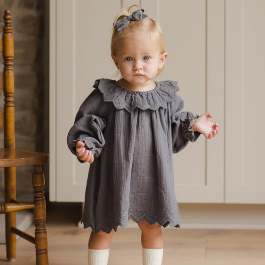 Indigo Long Sleeve Isla Dress - Quincy Mae