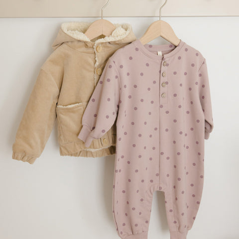 Polka Dot Relaxed Fleece Jumpsuit - Quincy Mae