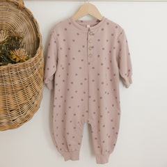 Polka Dot Relaxed Fleece Jumpsuit - Quincy Mae