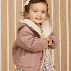 Mauve Hooded Corduroy Jacket - Quincy Mae