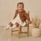 Heathered Cedar Ruffle Collar Cardigan- Quincy Mae