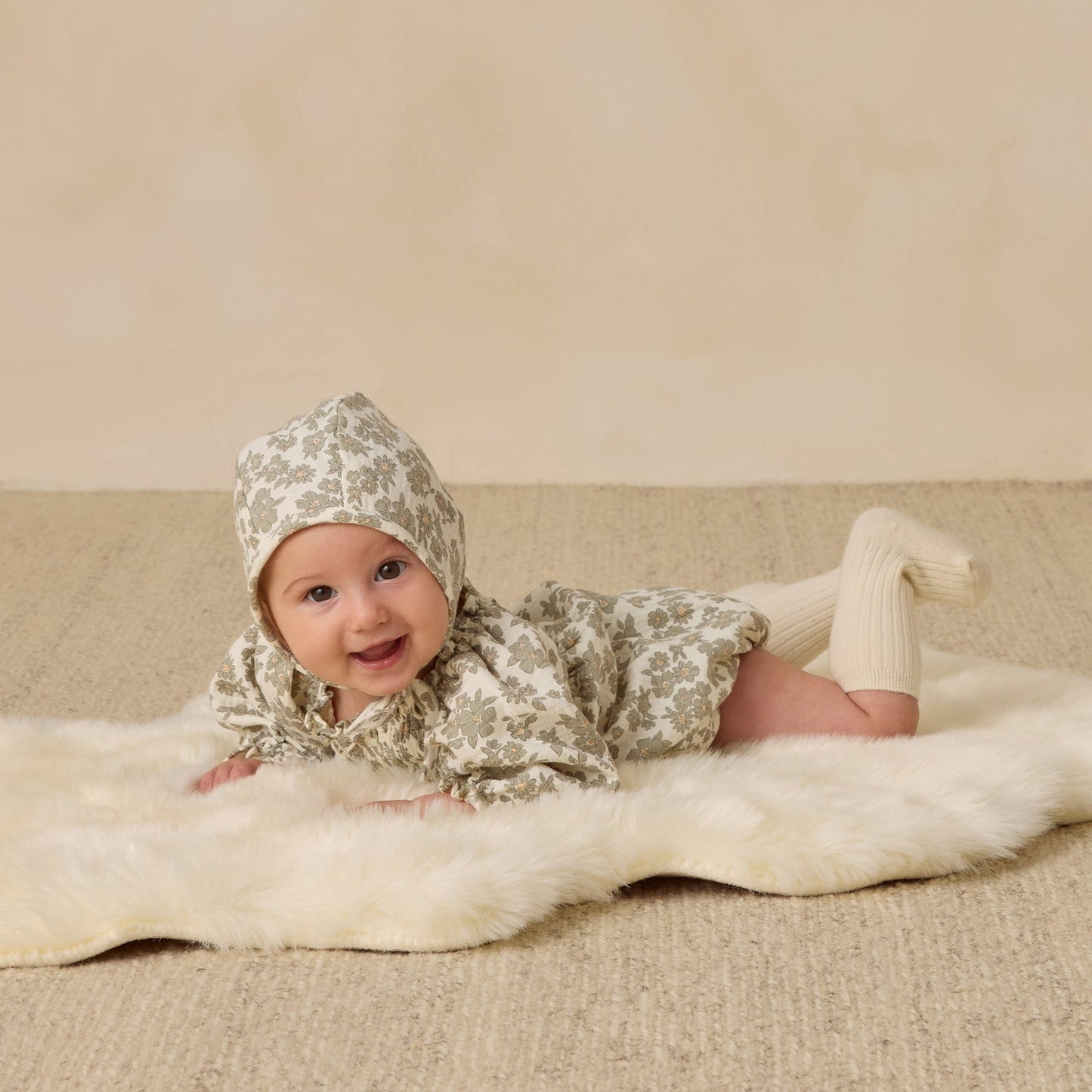 Green Floral Woven Bonnet - Quincy Mae