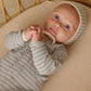 Steel Blue Micro Stripe Knotted Gown + Hat Set - Quincy Mae
