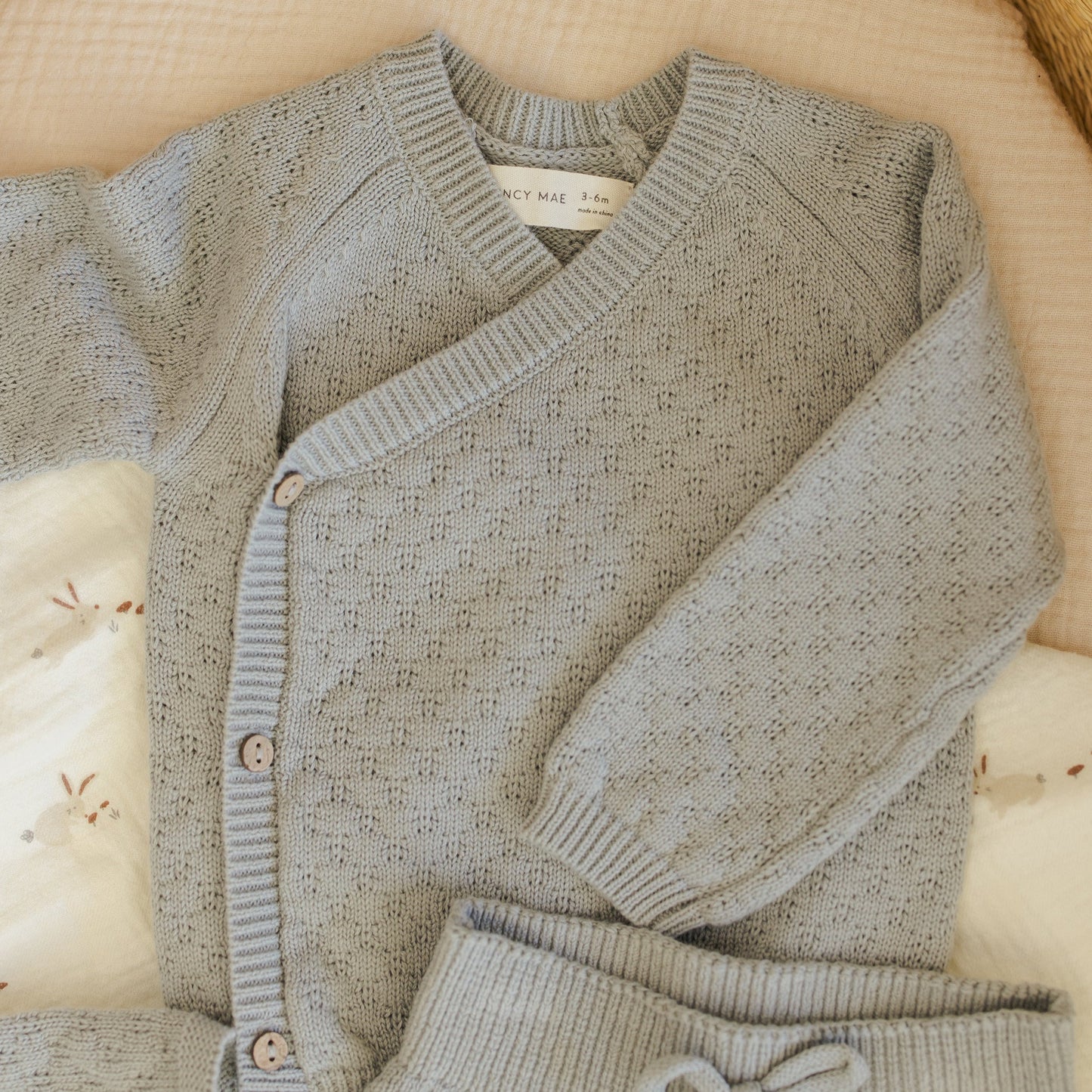 Steel Blue Knit Wrap Top + Pant - Quincy Mae