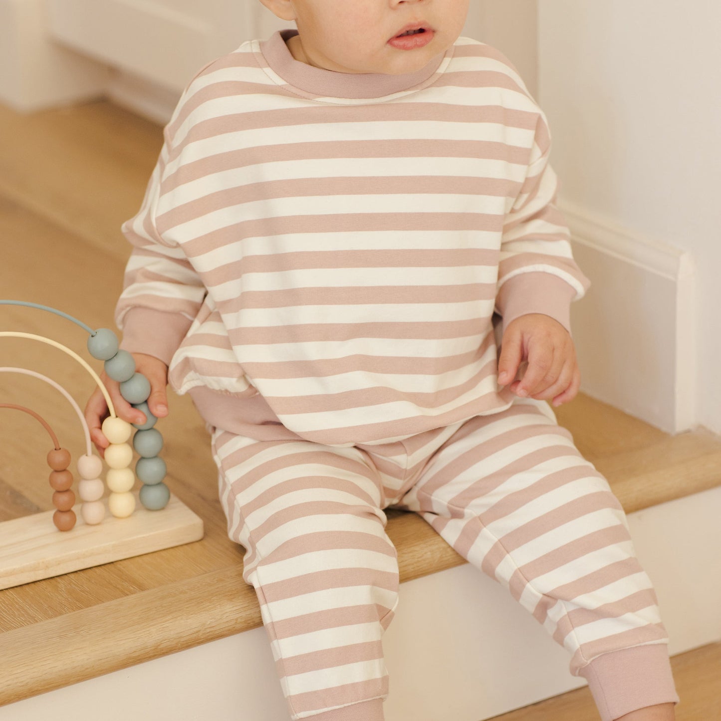 Pink Stripe Relaxed Sweatshirt - Quincy Mae