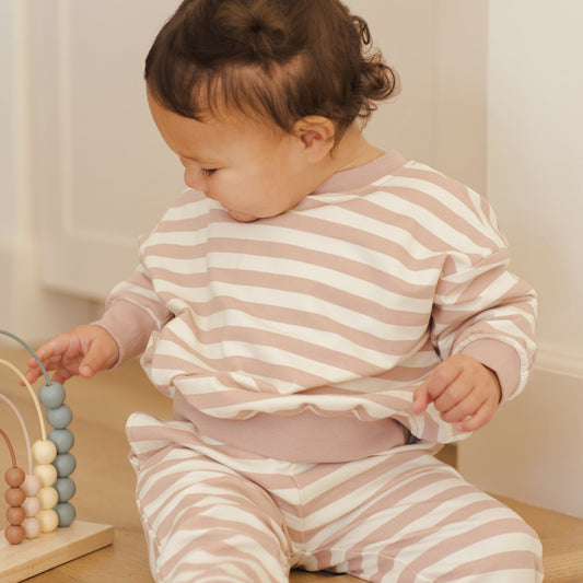 Pink Stripe Relaxed Sweatshirt - Quincy Mae